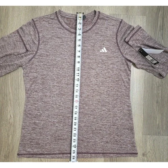 Adidas Women’s Long Sleeve Tech Tee Heather Shadow Fig Size L - Picture 3 of 8